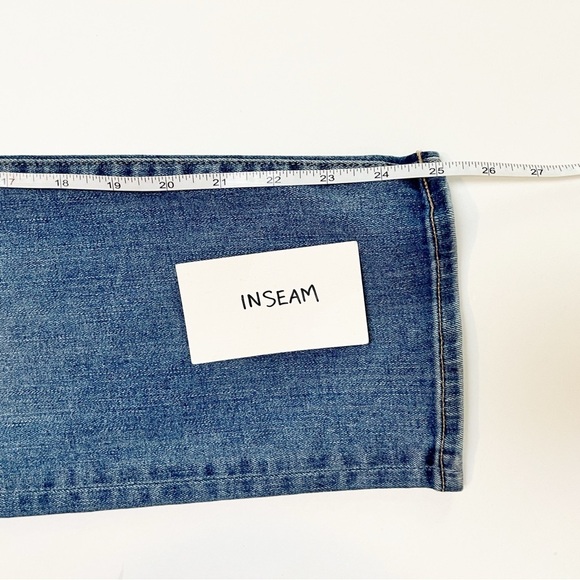 Edwin Elin Crop Straight Jeans 32 14 distressed stretch medium wash blue denim - Picture 13 of 14